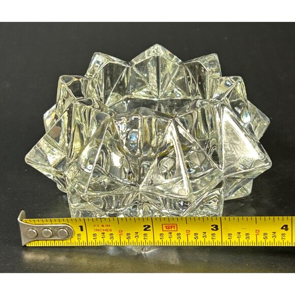 Vintage Avon Diamond Star Pattern Clear Glass Votive Candle Holder - Picture 2 of 6